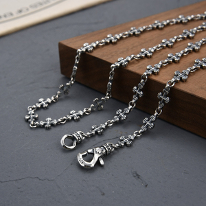 Collier CH Odian Chrome Cruckle en argent thaïlandais, pendentif rétro en forme de croix et de cœur, style européen, hip hop, punk, bijoux pour couple - Product Image 3