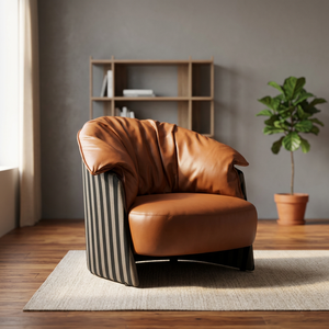 Modern Brown Polyester Cover Tufted Back Armchair Contemporary Design Soft Seat Living Room Furniture Leisure Chair - Product Image 3