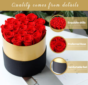 Lovebay Forever Rose Valentine Cadeau Longue Durée Réel Naturel Présenté Fleur Infinity Rose Éternelle Unique Rose dans une Boîte Ronde en Or - Product Image 6