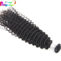 Extensions de cheveux humains vierges malaisiennes naturelles en K-tip, bouclés profonds, non traités, 100% cheveux humains, vente en gros