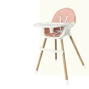 Yüksek ve düşük ayarlama ayarlanabilir bebek yemek sandalyesi bebek yemek sandalyesi ahşap kutup tüp çocuk yemek sandalyesi