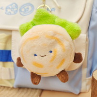 Porte-clés en peluche mini Roujiamo en tissu doux, vente en gros, porte-clés alimentaire en peluche de dessin animé, porte-clés alimentaire personnalisé pour sac, porte-clés en peluche