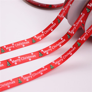 1CM Pohon Natal Dicetak Pita Satin Poliester Pita Grosgrain Pohon Natal - Product Image 4