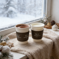 Gobelets en carton kraft blanc personnalisés pour café chaud avec manchons et couvercles – Gobelets en papier pour boissons froides et chaudes