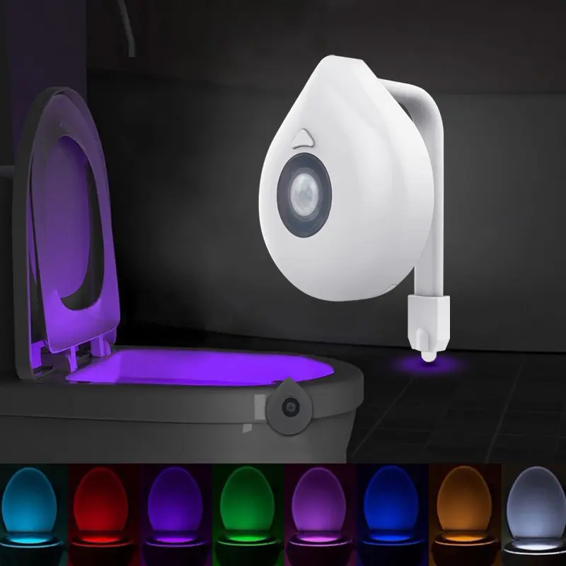 2021 Amazon vendita calda Led wc luce 8 colori sensore di movimento lightbowl Led sensore luci notturne wc bagno lampada