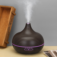 Humidificateur ultrasonique à grain de bois à LED à changement de couleur 7 couleurs, télécommande, 500 ml, humidistat, bruit <36 dB, diffuseur d'arômes de table