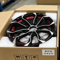 Nuevos Rines de Aleación de Aluminio Forjado de 14-17 Pulgadas, Negro Brillante con Bordes Plateados, Bicolor Rojo y Azul, Ligeros
