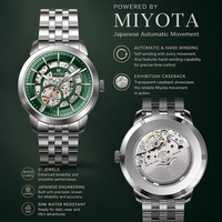 Montre mécanique automatique de luxe pour hommes, cadran ajouré, boîtier en acier inoxydable, bracelet en cristal saphir lumineux