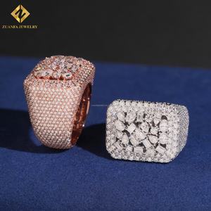 เครื่องประดับสุดหรูสไตล์ยอดนิยมแหวนฮิปฮอปติดเพชรโมอิส925เงินสเตอลิงหลากสีโมอิสซาไนท์ประดับเพชรแบบไร้ที่ติ - Product Image 1