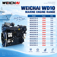 Moteur marin Weichai WD10C240-15 240 CV, 6 cylindres, turbocompressé, diesel, pour bateau de pêche moyen, bateau de travail de transport de marchandises