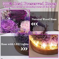 Rose éternelle préservée sous cloche en verre - Conservez les fleurs pendant 3 à 5 ans - Cadeaux pour la fête des mères, la Saint-Valentin, les anniversaires pour femmes