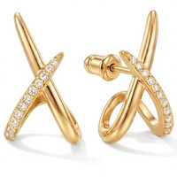 Boucles d'oreilles tendance en or 14 carats pour femme, délicates, simples, minimalistes, en zircone cubique, hypoallergéniques, cadeau