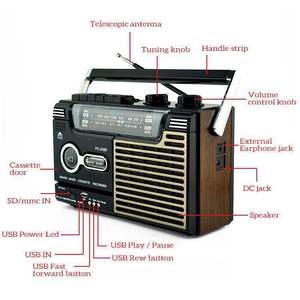 Factory Portable Cassette Recorder 333BT BT USB TF AM FM SW Multi Band Radio <b>Flashlight</b> <b>Rechargeable</b> Battery Outdoor Emergency - Product Image 4