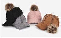 Casquette de baseball tendance automne-hiver 2026, chaude et épaisse en peluche avec pompons