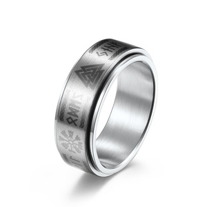 Nordic Viking Themed Rotating Stainless Steel <b>Ring</b> With Infinity Symbol And Snowflake Design Unisex Jewelry Gift - Product Image 1