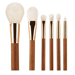 Juego de 6 Brochas de Maquillaje con Mango de Madera, Cerdas de Lana, Forma Redonda, para Aplicación de Base, Hecho en Cangzhou - Product Image 5