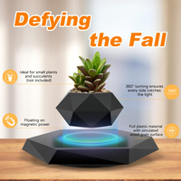 Mag Levitating Plant Pot Maceta giratoria negra Soporte flotante para suculentas Plantas pequeñas para el hogar Sala de estar Escritorio de oficina