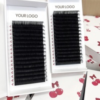 Extensions de cils fournitures en gros marque privée facile ventilateur personnalisé foncé mat noir velours cachemire vison extensions de cils plateaux