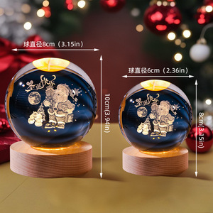 Boules de Noël en cristal 3D de haute qualité avec contrôle tactile, gravure laser moderne, boules de Noël en verre avec Père Noël - Product Image 4