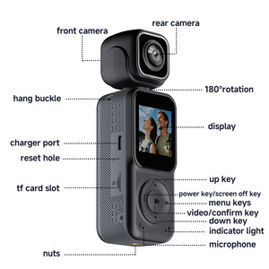 Caméra Vlog WIFI 4K Double caméra avant et arrière 180 °   Caméra corporelle portable rotative, enregistreur de sécurité pour le blogage de voyage - Product Image 6
