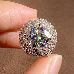 Anillo de Diamantes F856, Corte Brillante Redondo, Diamante Sintético Cultivado en Laboratorio, Anillo de Compromiso Clásico, Joyería para Mujer - Product Image 1