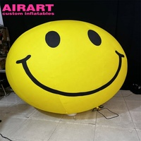 Boule gonflable de visage de sourire de décoration d'activité de taille adaptée aux besoins du client, ballon jaune gonflable