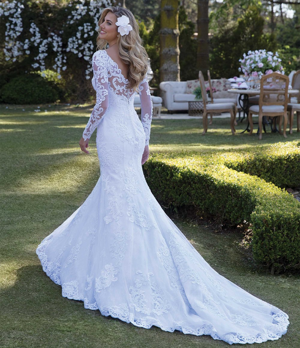 long sleeve bridesmaid dresses south africa South African Long Sleeve Mermaid Lace Elastic Satin Long Bridesmaid D   AlineBridal