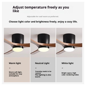 Ventilateur de plafond à aspiration en bois massif, design nordique, à profil bas, avec télécommande, 36-56 pouces, pour salon - Product Image 4