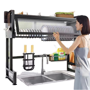 رف أطباق معدني متعدد الوظائف عالي الكفاءة، حامل تجفيف الأطباق من الحديد والبولي بروبيلين، منظم تخزين للمطبخ وحامل للأواني - Product Image 1