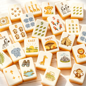 Juego de Mahjong Americano de 160 Fichas Talladas para Niños, Temática Meteorológica, Fichas Numeradas, Juego de <span class=keywords><strong>Dominó</strong></span>, Kit de Inicio para Club - Product Image 5