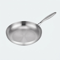 Poêle à frire professionnelle en acier inoxydable 3 plis, base large, rebord droit, hauteur de la poignée optimisée pour la cuisine commerciale