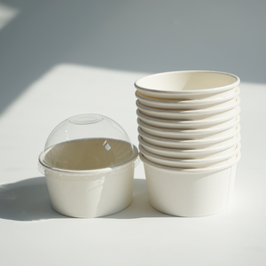 Gobelets à glace en papier noir jetables écologiques <span class=keywords><strong>avec</strong></span> couvercles, emballage alimentaire personnalisé <span class=keywords><strong>avec</strong></span> logo pour yaourts, desserts à emporter - Product Image 1