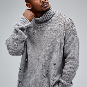 <span class=keywords><strong>Pull</strong></span> à <span class=keywords><strong>col</strong></span> <span class=keywords><strong>roulé</strong></span> décontracté surdimensionné pour <span class=keywords><strong>homme</strong></span>, coupe ample, confortable et tendance, tricot anti-froissement et respirant pour l'hiver - Product Image 4