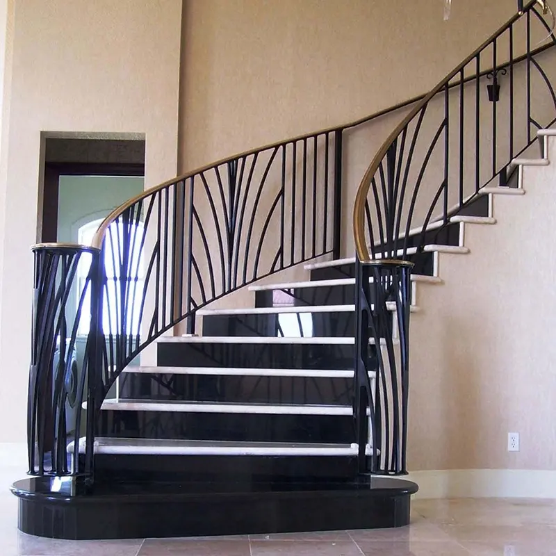 Balaustrada de acero inoxidable para escaleras, barandilla de vidrio de hierro forjado, 100%