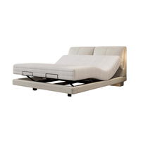 Lit électrique moderne en cuir, réglable, double plateforme, cadre de lit intelligent suspendu pour chambre à coucher
