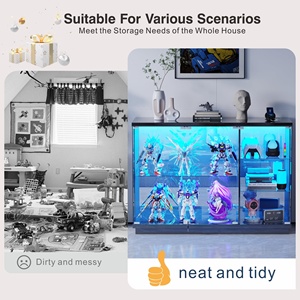 Vetrina Moderna in Vetro con Luce LED e Serratura, Cantinetta per Soggiorno, Studio, <span class=keywords><strong>Cucina</strong></span> - Product Image 5