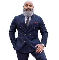 Blau gestreifte Herren anzüge für Hochzeit Bräutigam Smoking Terno Masculino Business Classic Anzüge Herren Zweiteiler (Blazer Hose)