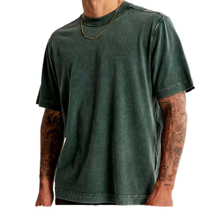 Camiseta de Verano para Hombre, Color Sólido, Corte Ajustado Informal, Mangas Cortas, Dobladillo Curvo, Ecológica, 300 Gramos, Tejido de Bambú - Product Image 1