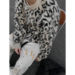 Maglione Invernale da Uomo Stile Americano Retrò Trendy con Stampa <span class=keywords><strong>Leopardata</strong></span>, Girocollo, Vestibilità Ampia, Caldo, in <span class=keywords><strong>Maglia</strong></span> di Poliestere - Product Image 5
