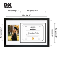 Cadre photo en bois DX Designs pour diplôme 8,5x11 avec affichage photo 5x7, décoration murale pour remise de diplôme, reconnaissance et récompense