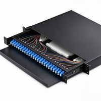 Panel Patch Fiber Optik LC UPC 1U 19 Inch 24 Core 48 Core, Single-mode Duplex, Rak Mount, Tipe Geser ODF