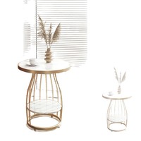 Table basse simple et moderne de style italien, avec plateau en marbre double couche et structure en fer, pour chambre à coucher, balcon, salon