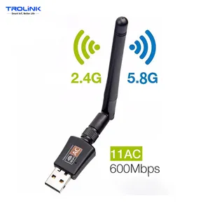 Trolink中国制造商RTL8811双频带天线5.8GHz 600Mbps WiFi加密狗USB
