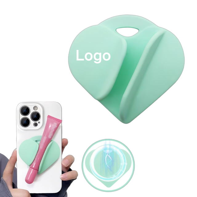 Magnetic Heart Lip Gloss Holder Secure Silicone Portable Tube Lip Balm Case iPhone & Android Compatible (Lipgloss NOT Included)