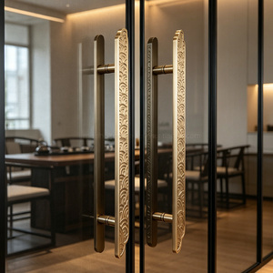 Maniglia per Porta d'Ingresso in Metallo Massiccio Antiruggine con Incisione Retrò a Onda Marina, Resistente per Cancelli in Legno da Cortile - Product Image 2