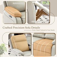 Sofá Reclinable Eléctrico Moderno con Mesa Plegable, Cuero Transpirable, Portavasos/Enchufes/Puertos USB-C/A, Sofá de Dos Plazas Reclinable Eléctrico
