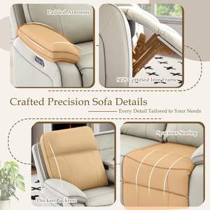 Sofá reclinable eléctrico, mesa plegable, portavasos de cuero transpirable/salidas/Puertos de 1/2/A, sofá reclinable eléctrico para - Product Image 6