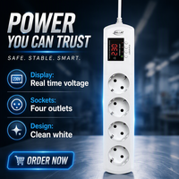 JIUJI JJSVA-FC4 Multiprise 4 prises USB avec protection contre les surtensions, tension/courant réglables pour réfrigérateur, type EU