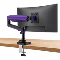 Support d'écran unique pour bureau cubique, idéal pour le télétravail et les studios, 2 à 15 kg, 17 à 45 pouces, bras de moniteur inclinable +90/-25