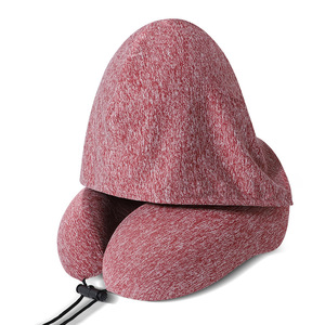 Bantal Leher Lipat Busa Memori Khusus untuk Perjalanan Pesawat dengan Penutup Kepala Bentuk U dan Logo - Product Image 4